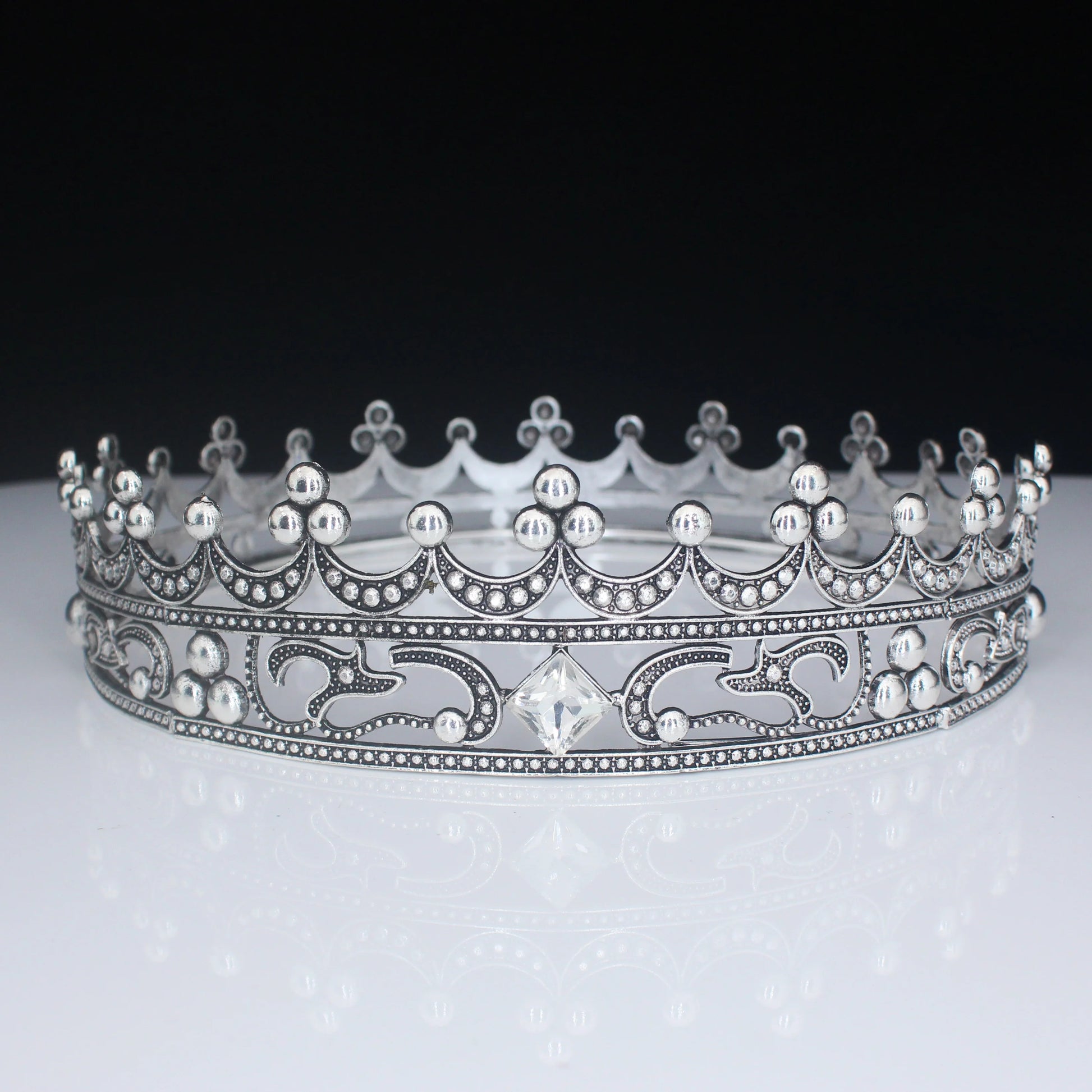silver ballet and bridal king and queen crown