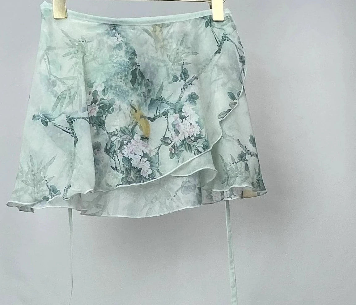 The Jennie Ballet Skirt green floral chiffon