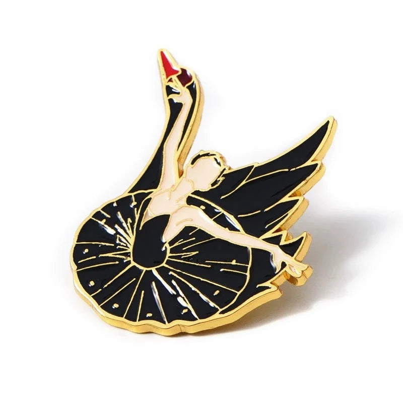 Black ballerina swan pin