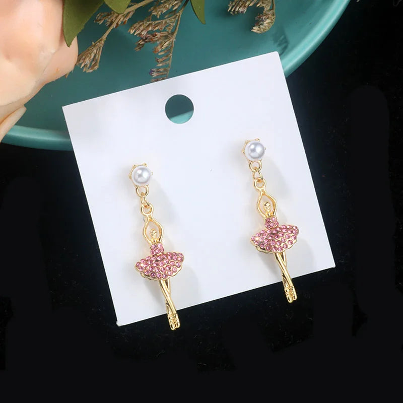 The Kokoro Ballerina Earrings pink and black