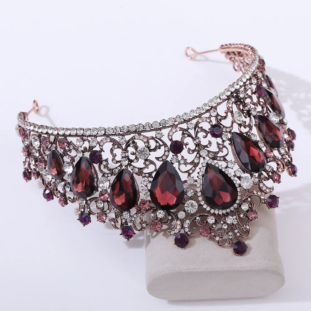 The Deirdre Tiara red ruby silver tone