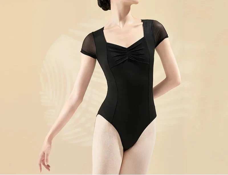 The Mariel Leotard black with sheer contrast