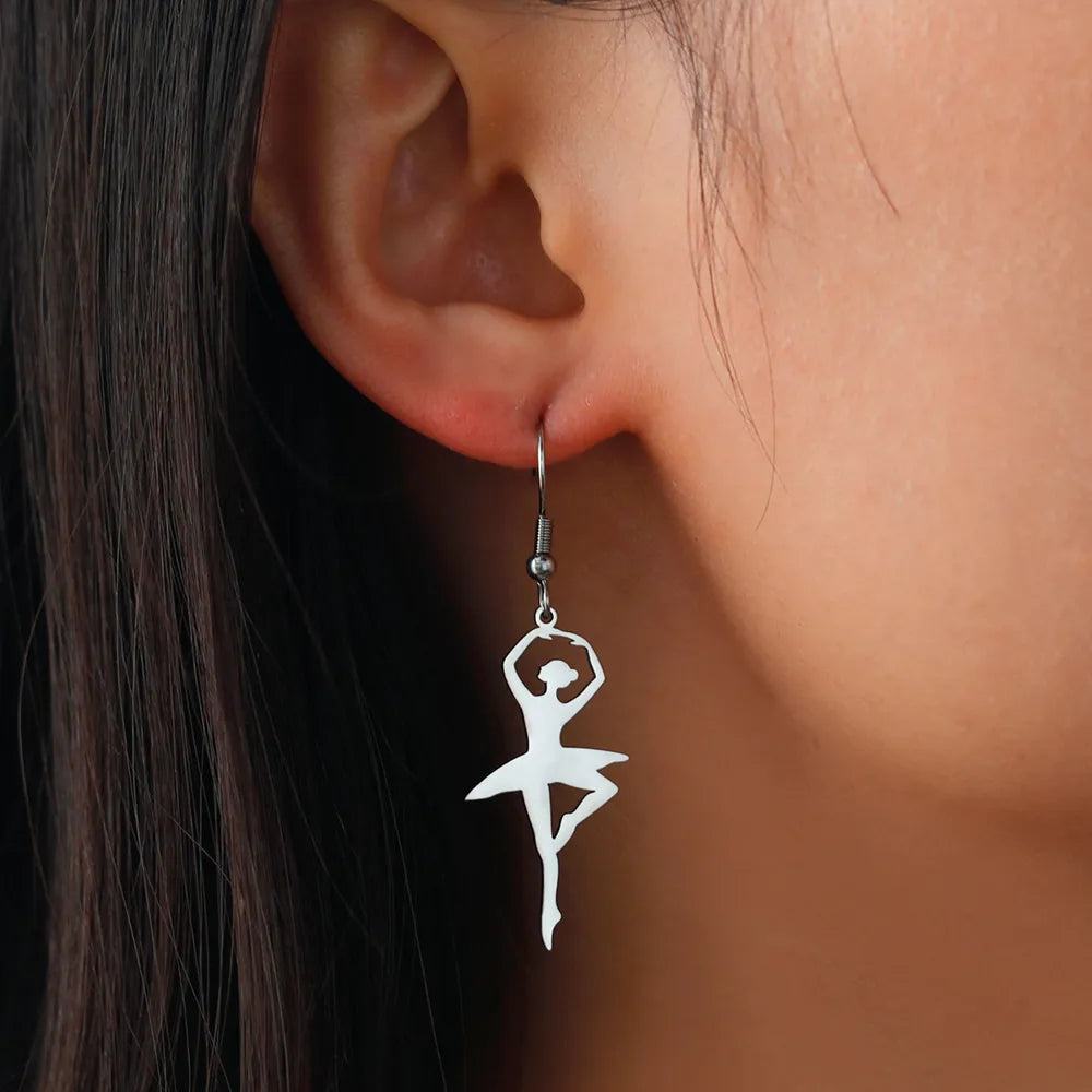 The Lavenita Ballerina Earrings Silver tone ballerina earrings