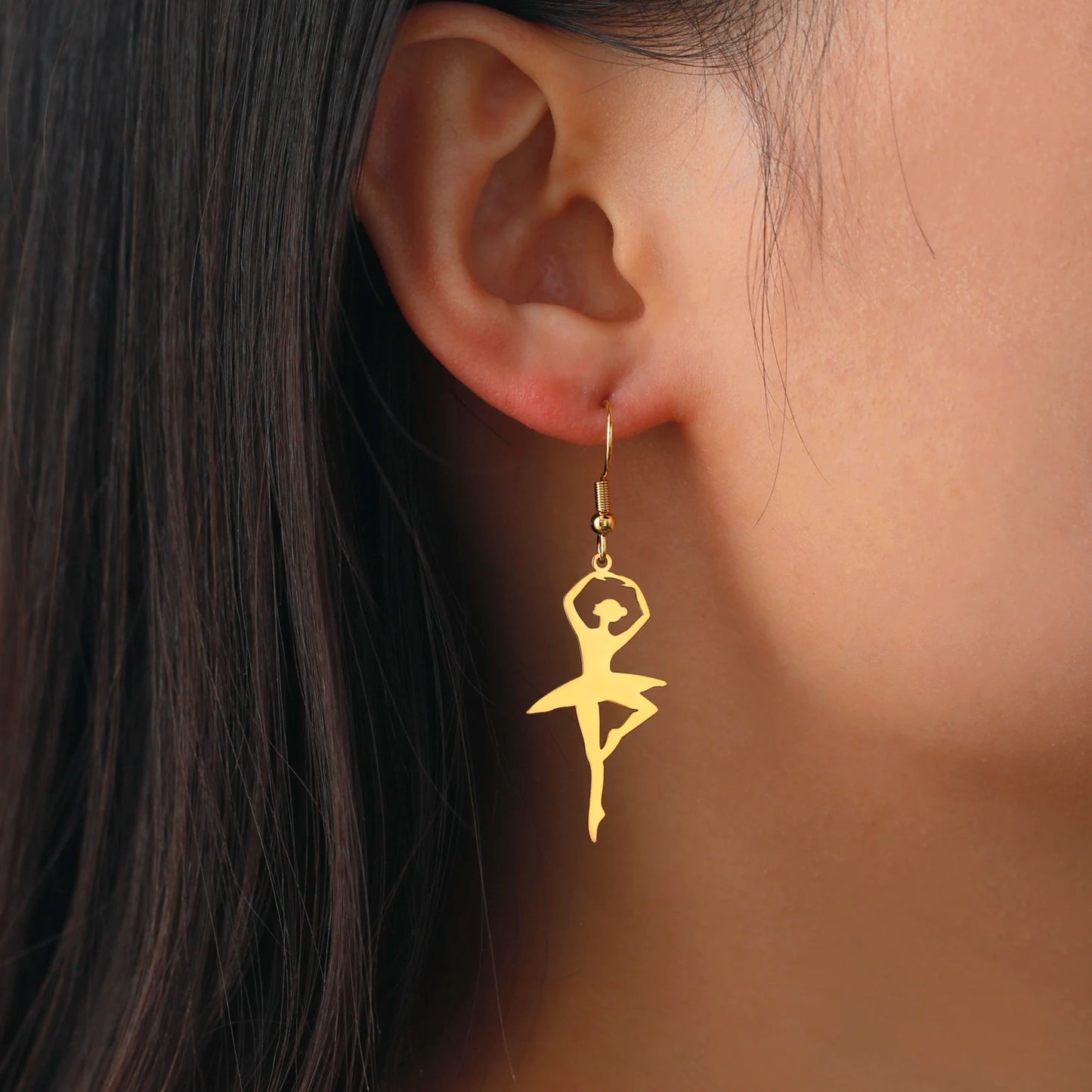 The Lavenita Ballerina Earrings Silver tone ballerina earrings