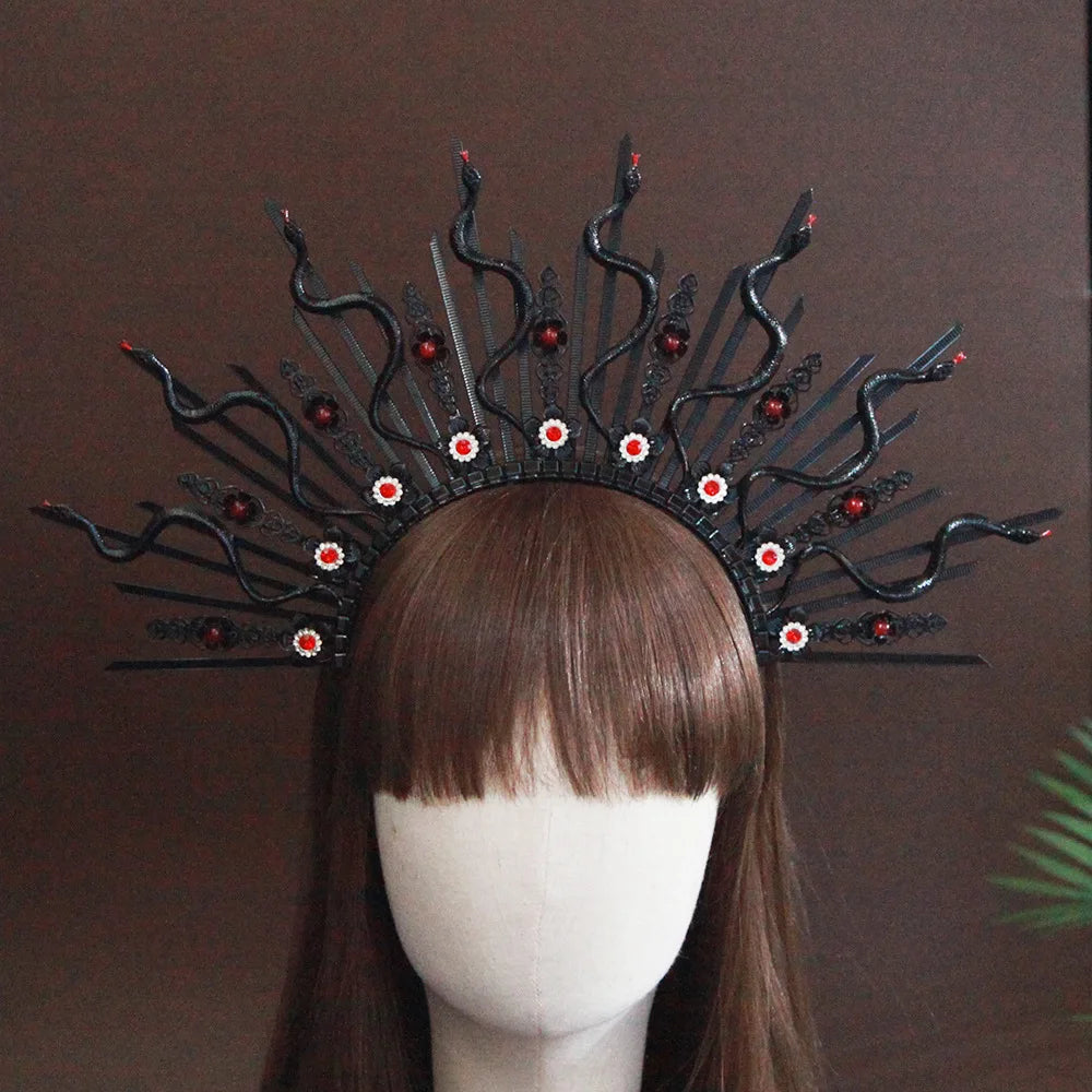 Black medusa snake metal headpiece headband