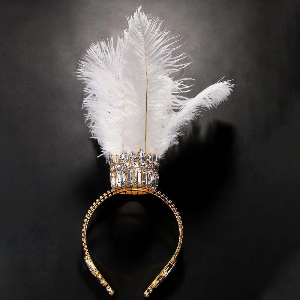 The Crystal Crown Headband with feather
