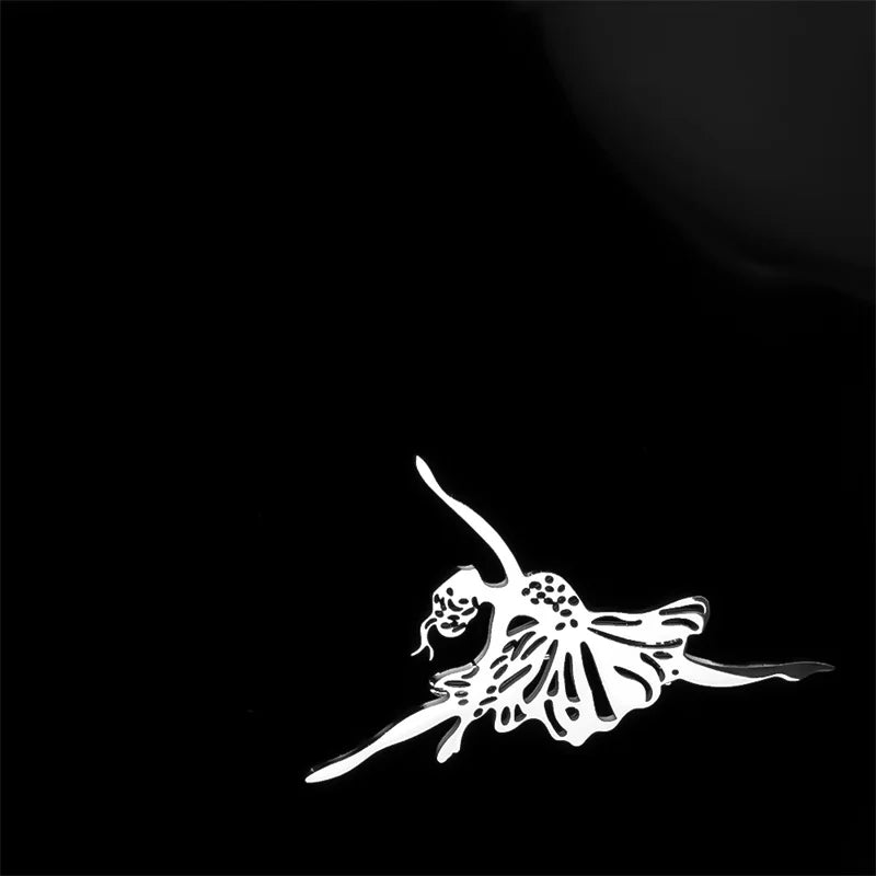 Stainless steel ballerina brooch pin and dance bag pin