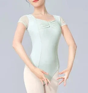 The Mariel Leotard light blue with sheer contrast