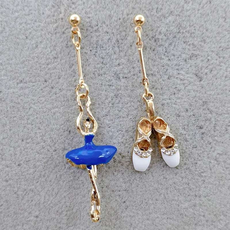 Enamel Ballerina and Pointe Shoe Earrings - Elegant Dance Jewelry - Panache Ballet Boutique