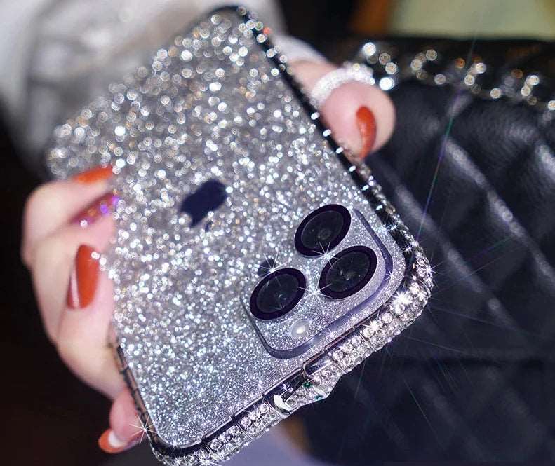 silver glitter iphone case