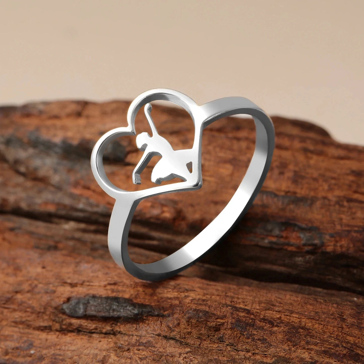 silver ballerina heart ring
