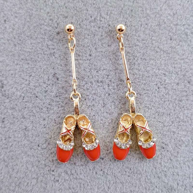 Enamel Ballerina and Pointe Shoe Earrings - Elegant Dance Jewelry - Panache Ballet Boutique
