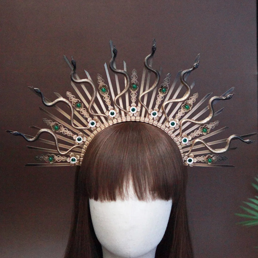 Medusa snake gold and black metal headpiece