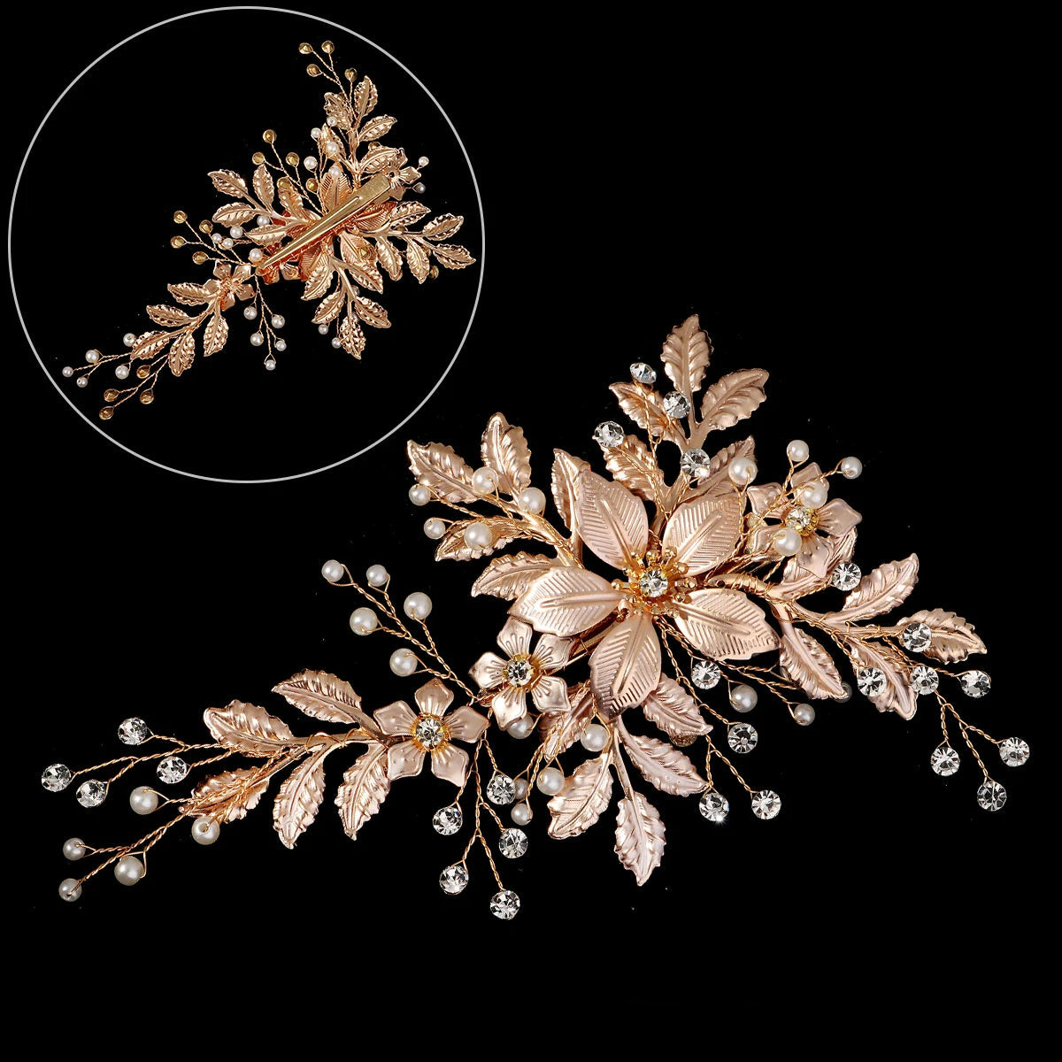 The Catalina Gold Floral Hair Clip