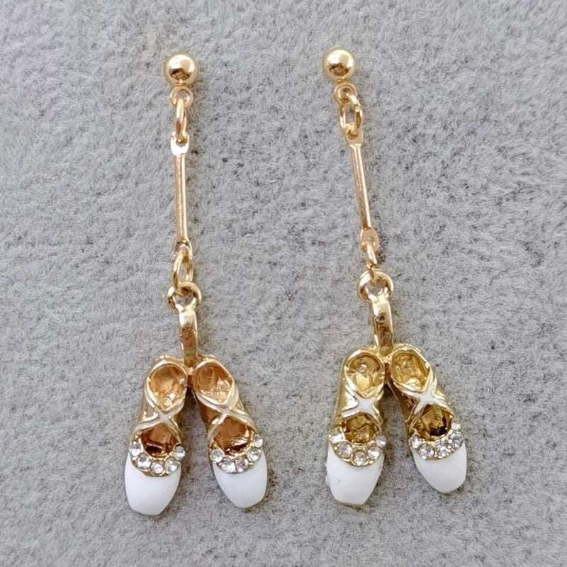 Enamel Ballerina and Pointe Shoe Earrings - Elegant Dance Jewelry - Panache Ballet Boutique