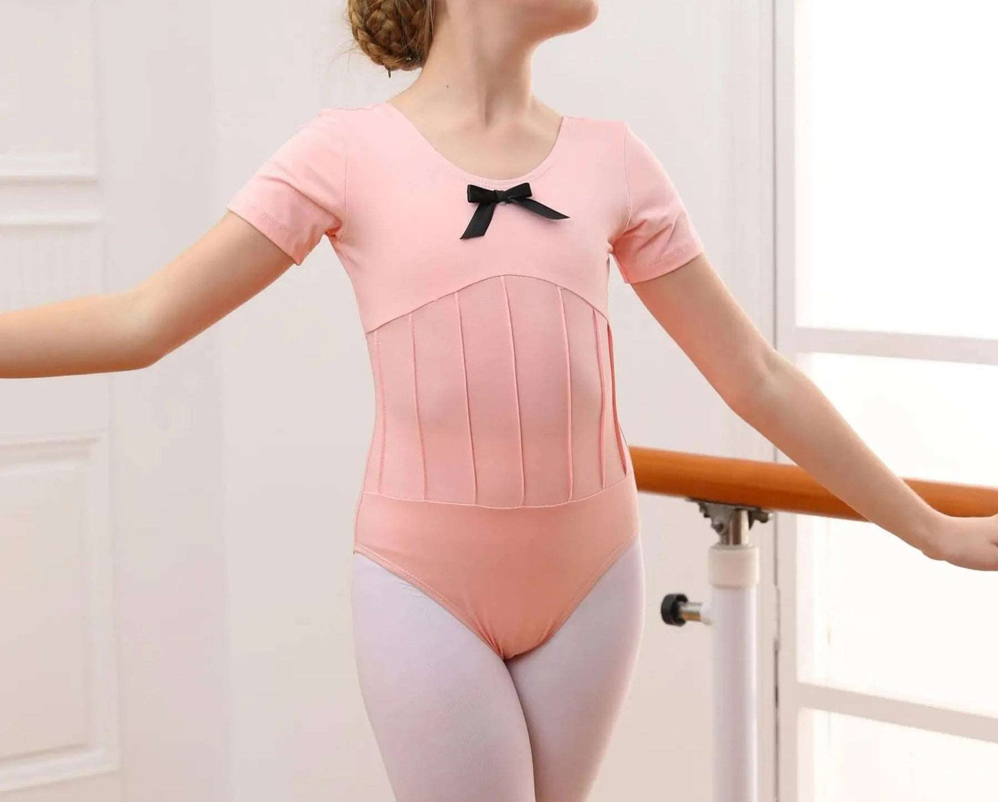 The Ari Leotard pink short sleeve leotard