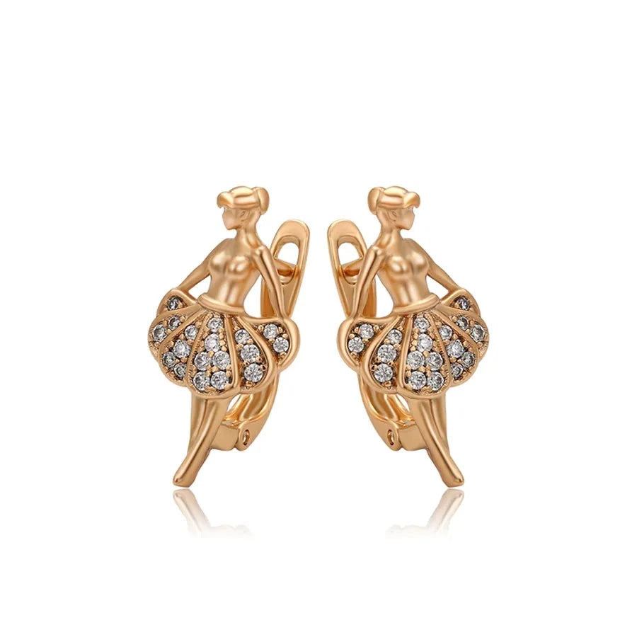 A pair of copper and rhinestone ballerina earrings