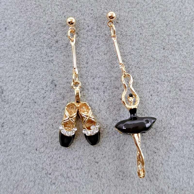Enamel Ballerina and Pointe Shoe Earrings - Elegant Dance Jewelry - Panache Ballet Boutique