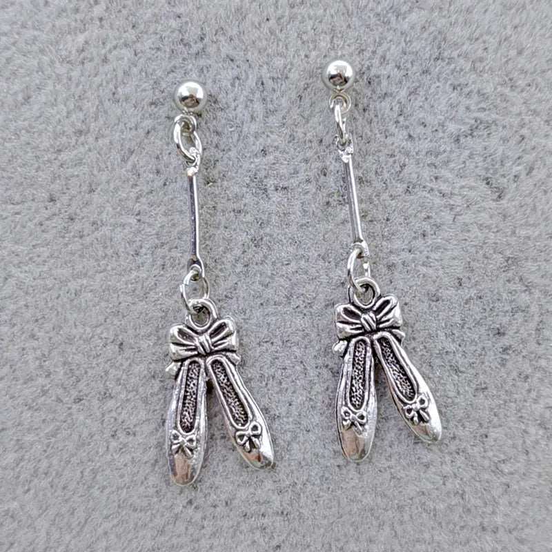 Enamel Ballerina and Pointe Shoe Earrings - Elegant Dance Jewelry - Panache Ballet Boutique