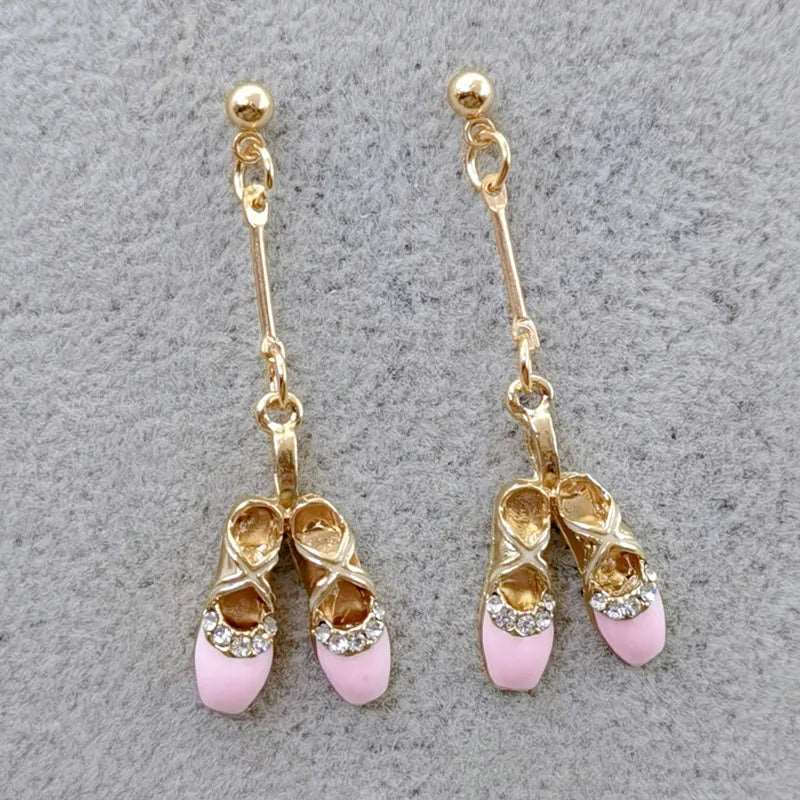 Enamel Ballerina and Pointe Shoe Earrings - Elegant Dance Jewelry - Panache Ballet Boutique