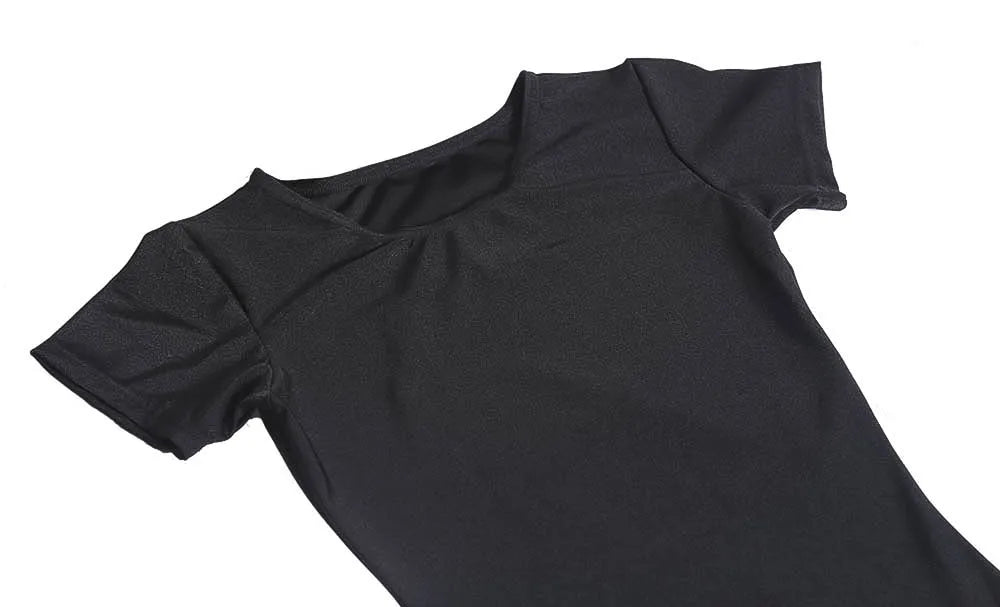 front of black men's unitard short sleeve ballet unitard