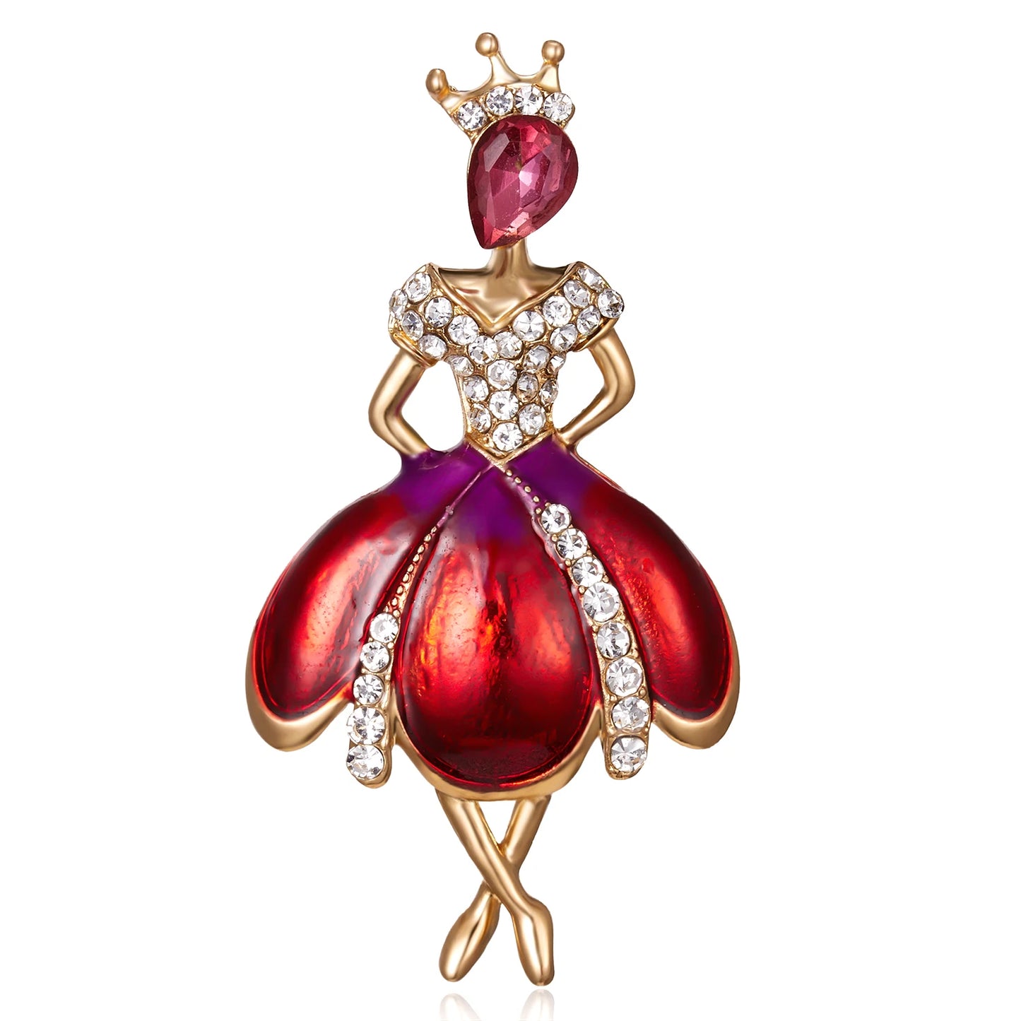 Front of Queen of Hearts ballerina brooch pin