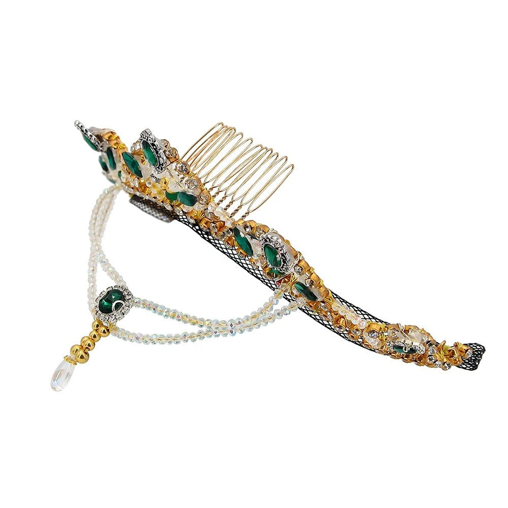 bottom of green crystal ballet headpiece tiara