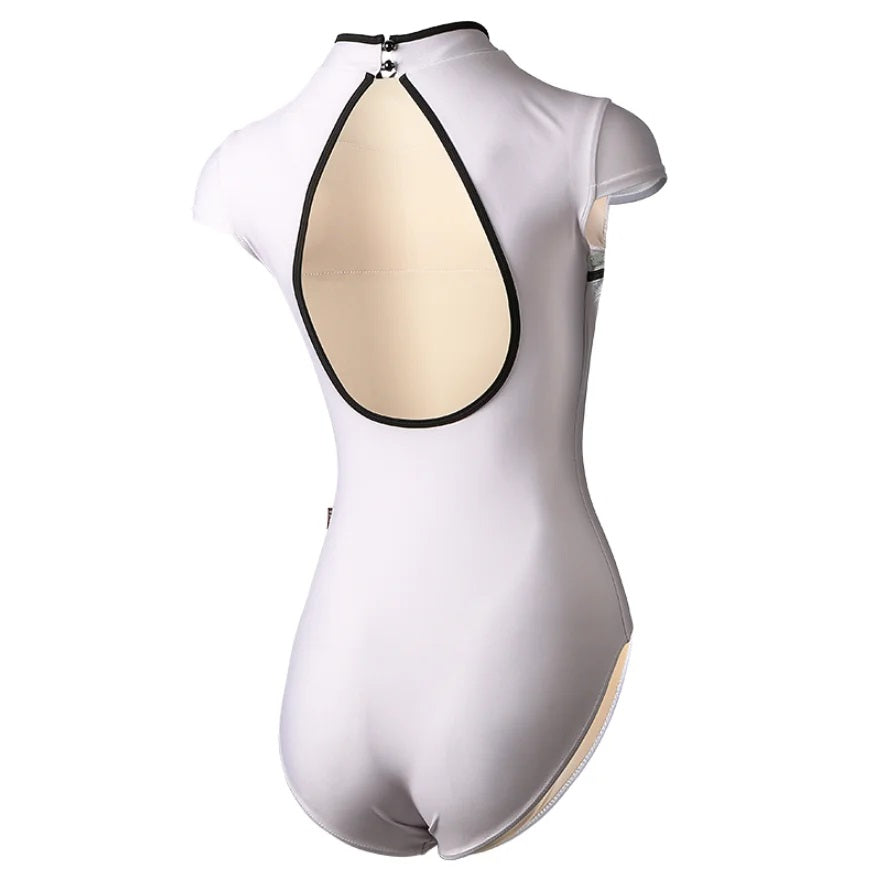 The Dai Lu Leotard white and floral mandarin collar leotard