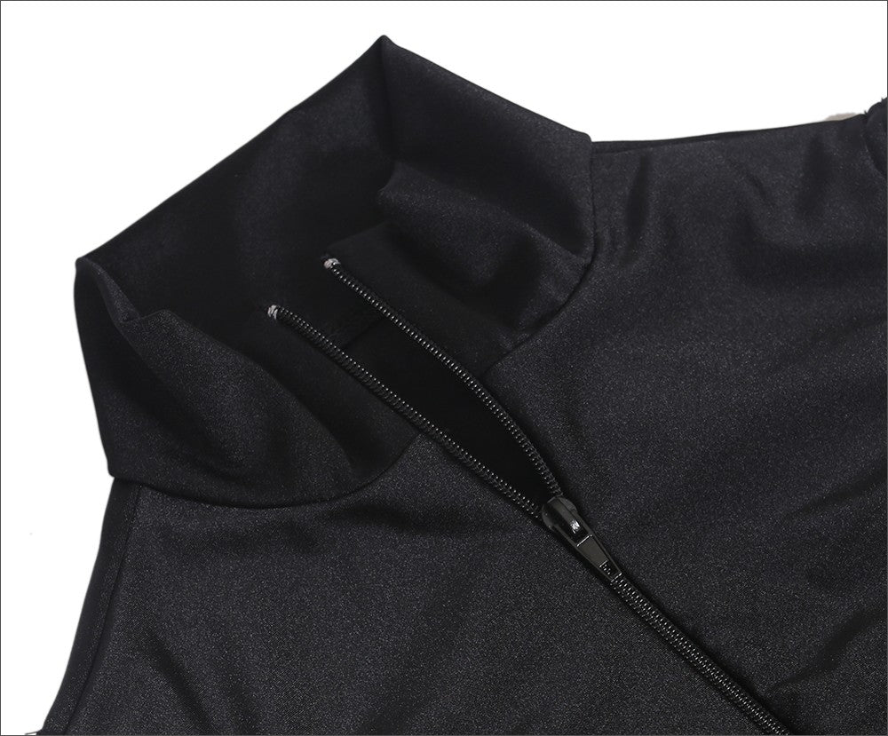 The Layla Leotard zipper front black