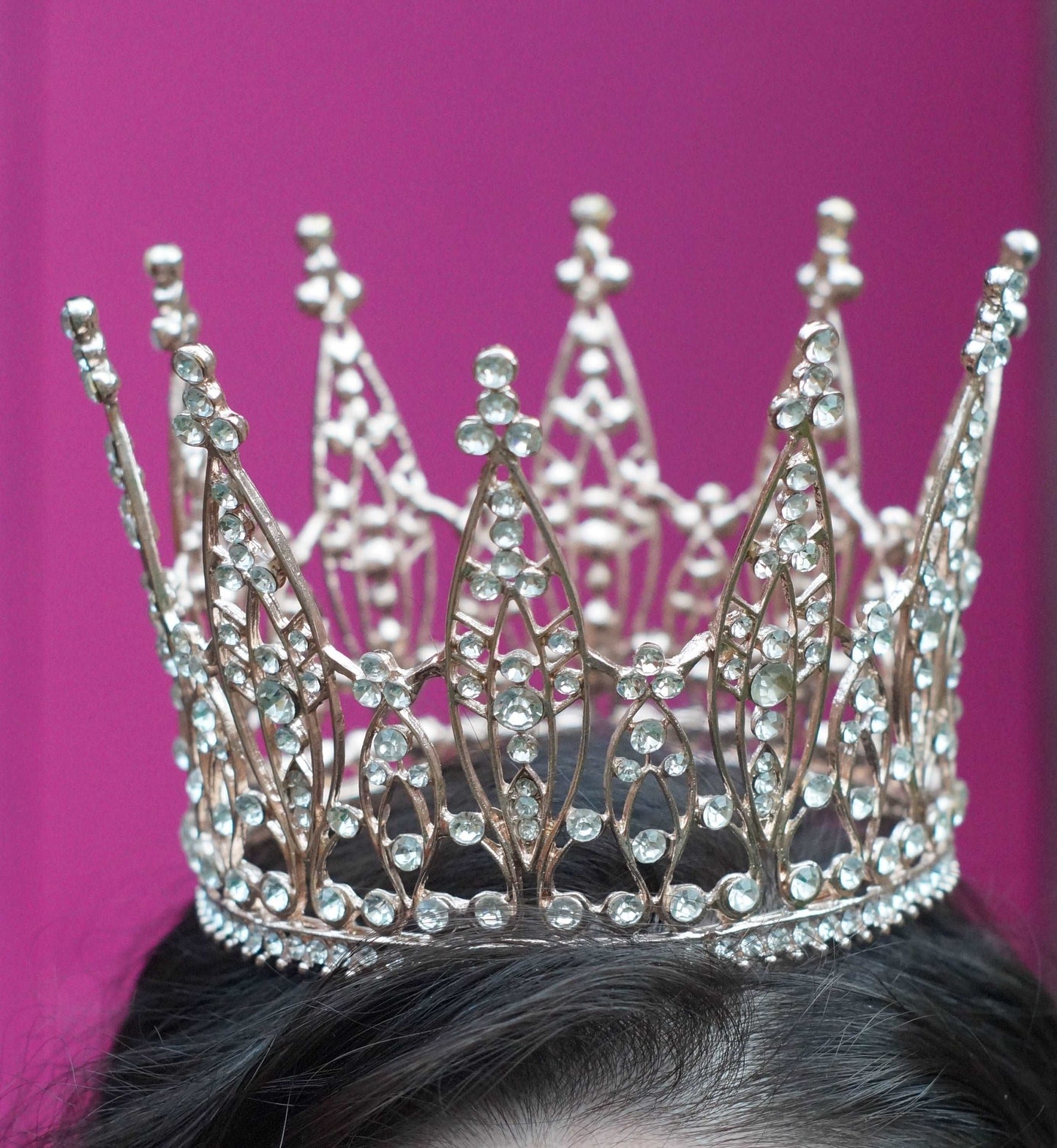 Front of Queen diadem Rose gold crown ballet bridal YAGP competition ballet wedding theater