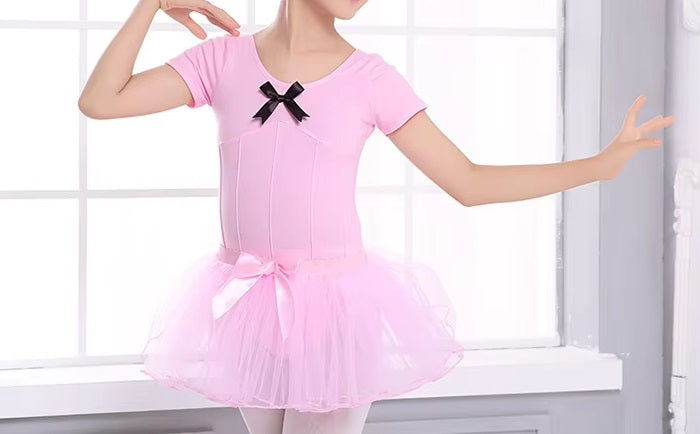 The Ari Leotard pink short sleeve leotardd