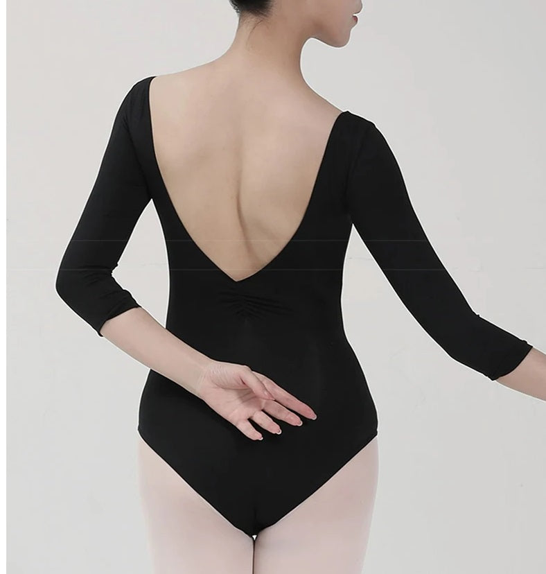 The Michaela Leotard long sleeve v neck leotard