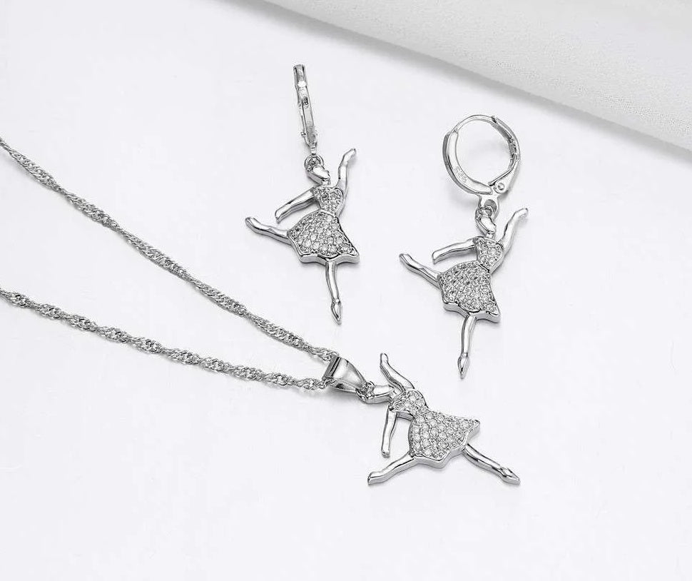 The Tatiana Crystal Ballerina Earring and Necklace Set