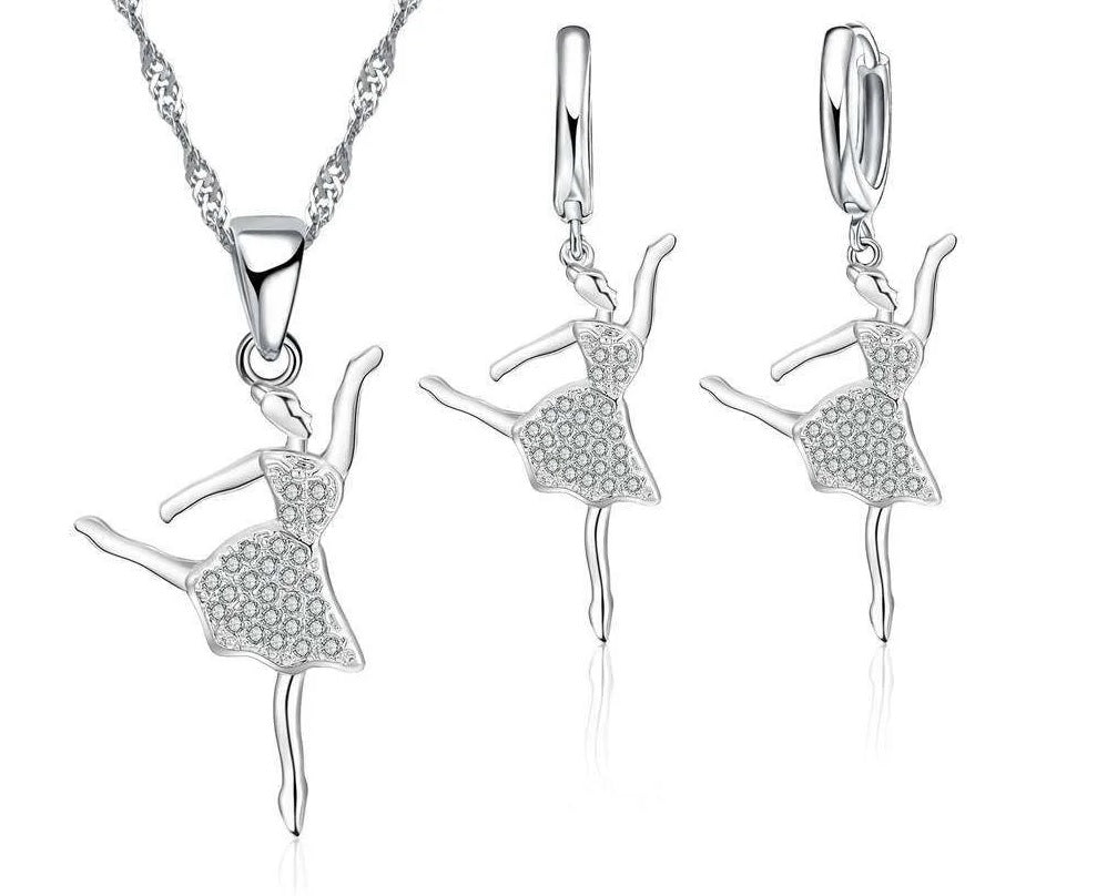 The Tatiana Crystal Ballerina Earring and Necklace Set