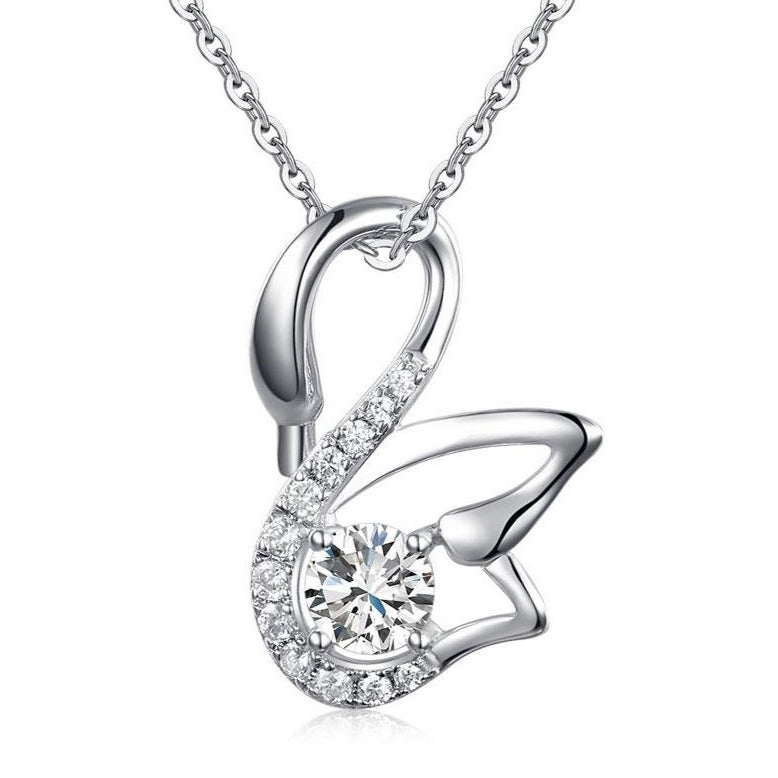The Crystal and Silver Swan Necklace pendant swan lake necklace