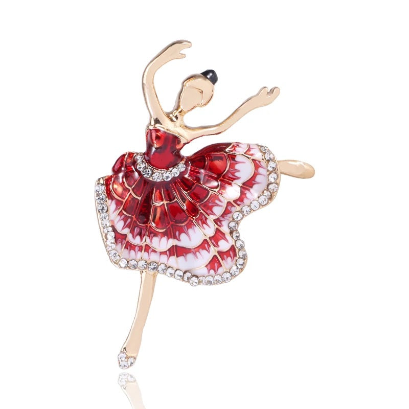 The Coralie Ballerina Brooch Pin red