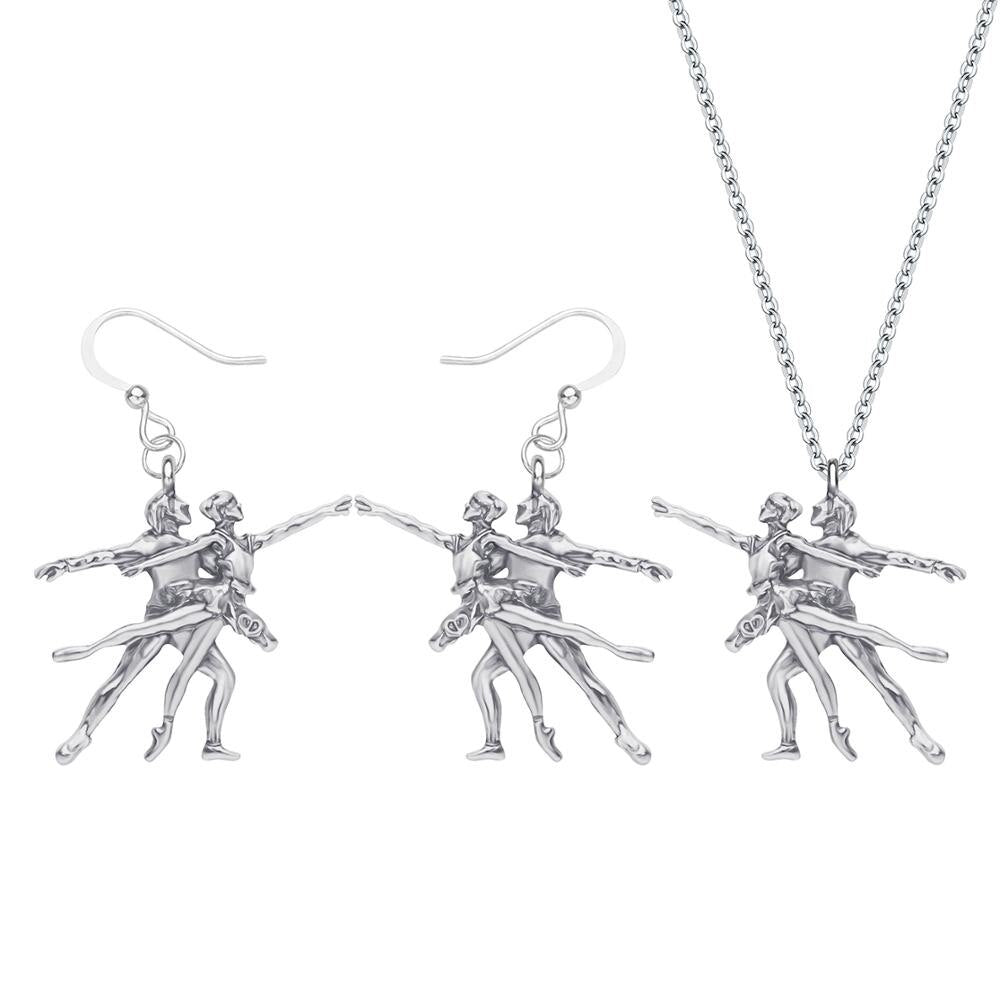 Pas de deux Necklace and Earring Set - Elegant Zinc Alloy Ballet Jewelry - Panache Ballet Boutique