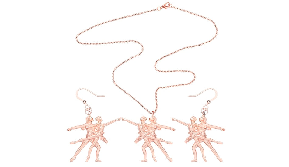 Pas de deux Necklace and Earring Set - Elegant Zinc Alloy Ballet Jewelry - Panache Ballet Boutique