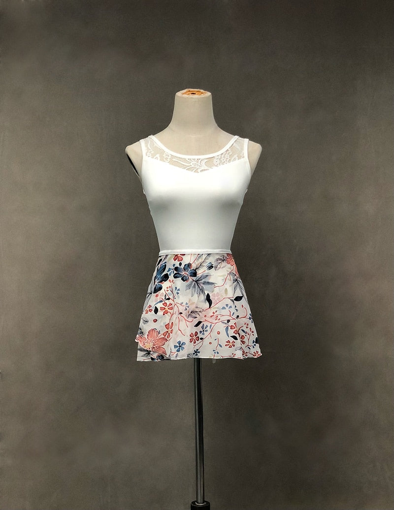 front of pastel blue and pink ballet wrap skirt