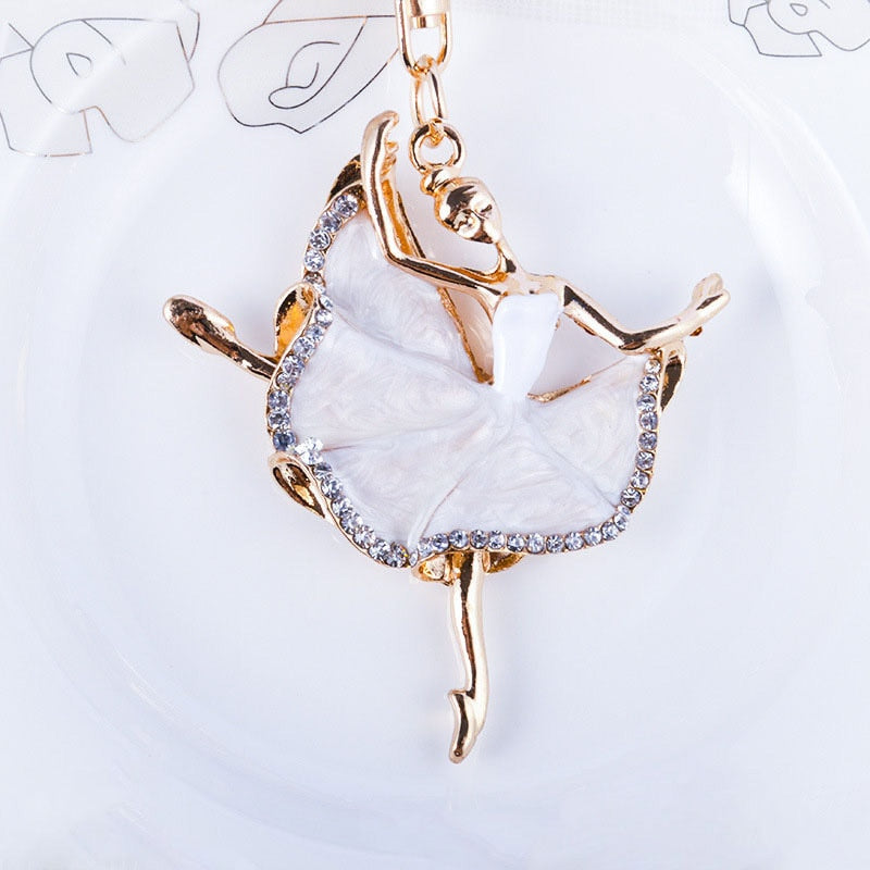 ballerina key chain in white