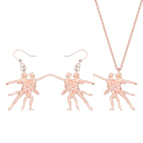 Pas de deux Necklace and Earring Set - Elegant Zinc Alloy Ballet Jewelry - Panache Ballet Boutique