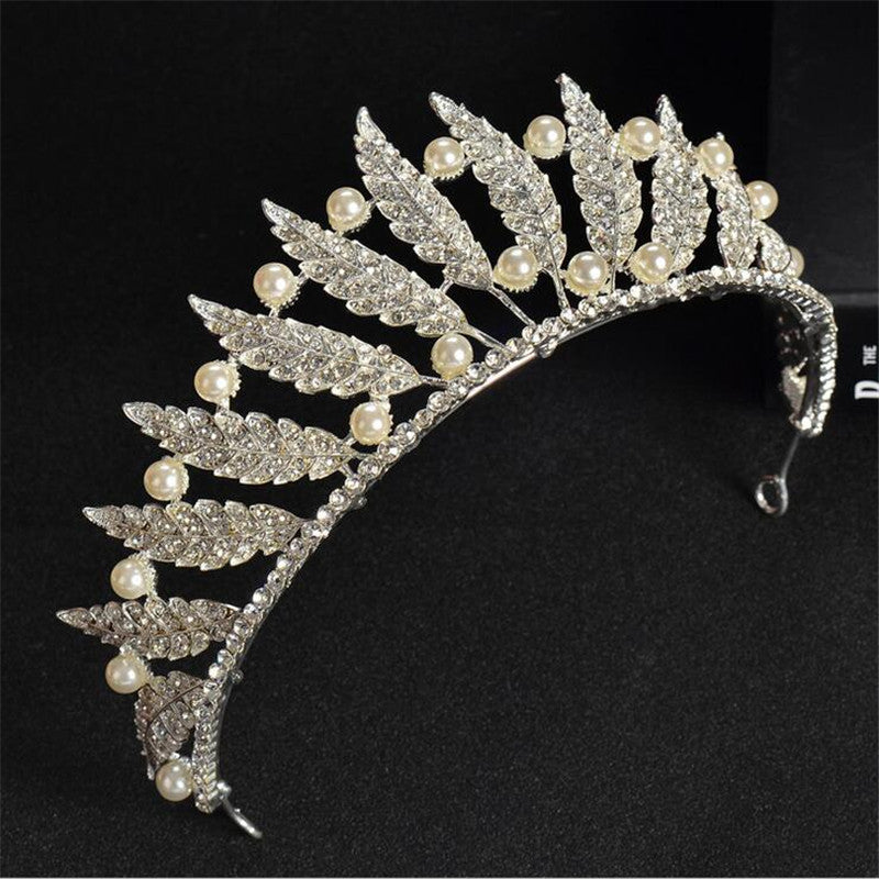 feather, pearl and rhinestone wedding tiara