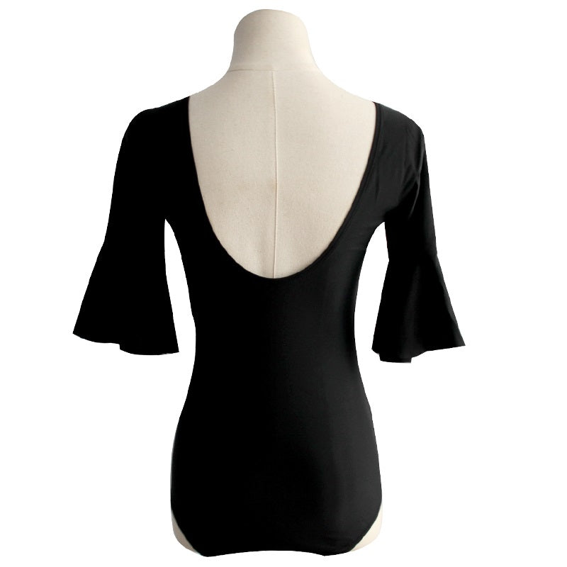 The Mercedes leotard 3/4 sleeve leotard with decorative sleeve