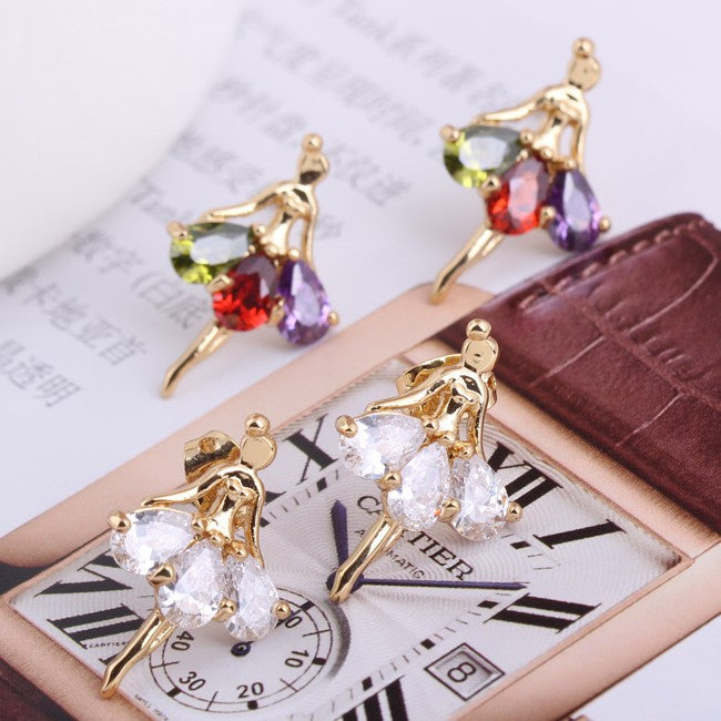 The Aminta Crystal Ballerina Earrings - Unique Ballet Accessories - Panache Ballet Boutique