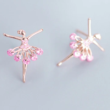 Rose gold ballerina stud earrings