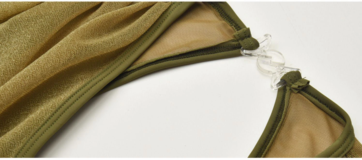 The Irene Leotard green flared sleeves