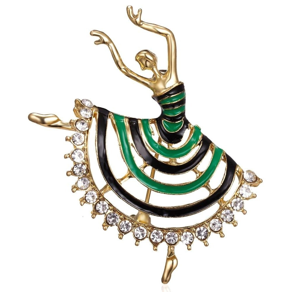 Crystal ballerina dancer pin brooch