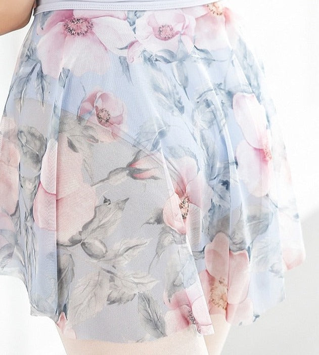 black of pink and blue floral ballet skirt