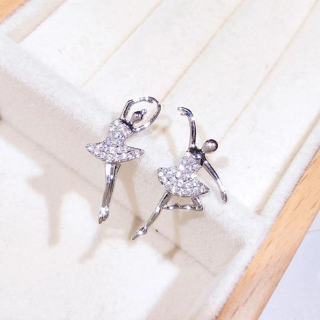 front of stud crystal ballerina earrings