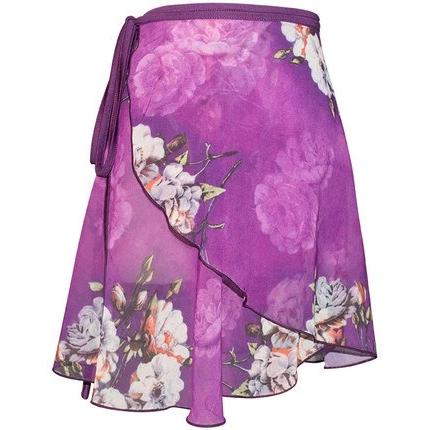 purple and floral ballet wrap skirt